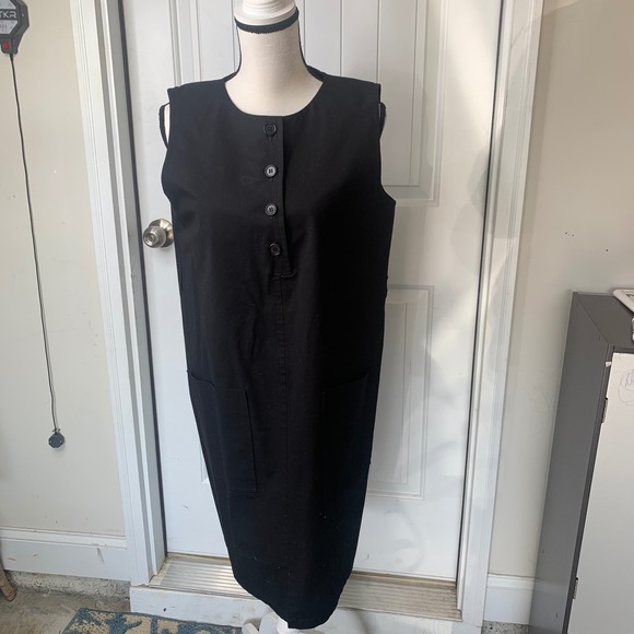 Gerard Darel black cotton shift‎ dress minimalist quiet luxury Size 10 US summer - Picture 1 of 7